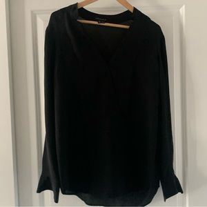 Black theory silk long sleeve blouse